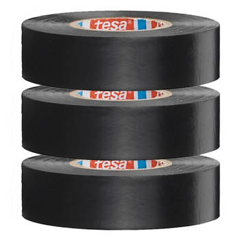 3x Tesa isolatie tape op rol zwart 10 mtr x 1,5 cm - Tape (klussen)