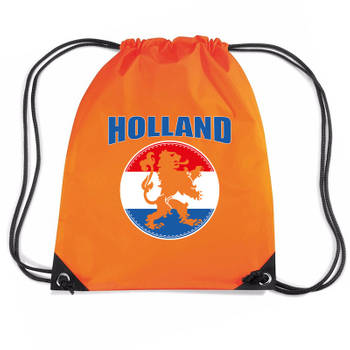Holland oranje leeuw nylon supporter rugzakje/sporttas oranje - EK/ WK voetbal / Koningsdag - Gymtasje - zwemtasje