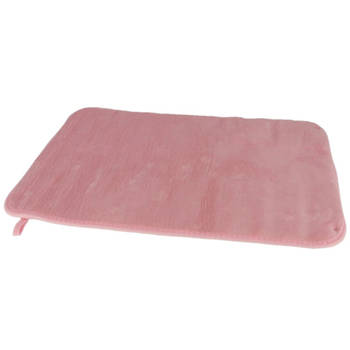 Sneldrogende badmat met anti slip roze 40 x 60 cm rechthoekig - Badmatjes
