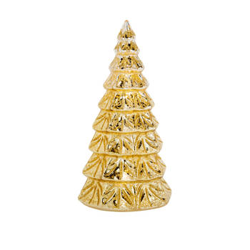 1x stuks led kaarsen kerstboom kaars goud D9 x H15 cm - LED kaarsen