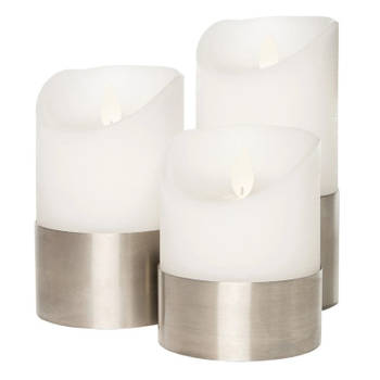 Kaarsen set van 3x stuks led stompkaarsen wit met afstandsbediening - LED kaarsen