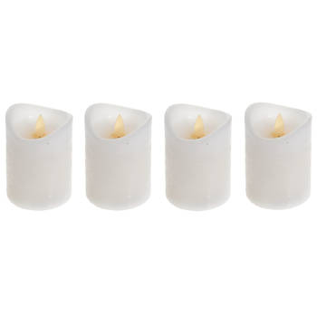 Set van 4x stuks led kaarsen/stompkaarsen wit met afstandsbediening - LED kaarsen