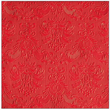 15x Tafel diner/lunch servetten 40 x 40 cm luxe deco print rood - Feestservetten