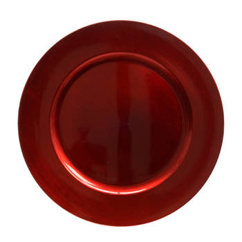 1x stuks kaarsenborden/onderborden rood glimmend 33 cm - Kaarsenplateaus