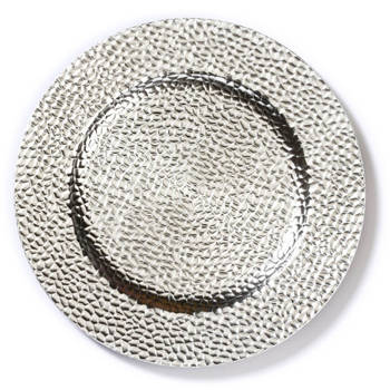 1x stuks kaarsenborden/onderborden zilver glimmend 33 cm - Kaarsenplateaus