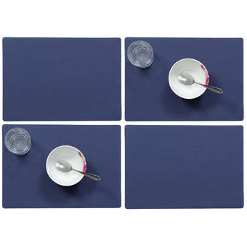 Set van 6x stuks stevige luxe Tafel placemats Plain donkerblauw 30 x 43 cm - Placemats