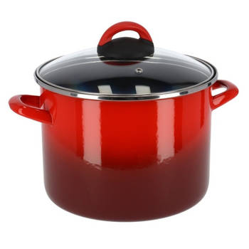 Rvs rode kookpan/soeppan met glazen deksel 22 cm 5,8 liter - Kookpannen
