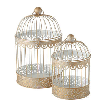 2x Home decoratie vogelkooien set goud 30 en 40 cm - Deco vogelkooien