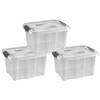 3x Stuks kunststof stapelbare opbergbakken 17 liter 40 x 32 x 23 cm - Opbergbox