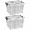 2x Stuks kunststof stapelbare opbergbakken 17 liter 40 x 32 x 23 cm - Opbergbox