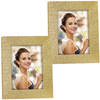 2x stuks houten fotolijstje goud met glitters geschikt voor een foto van 10 x 15 cm - Fotolijsten