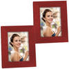2x stuks houten fotolijstje rood met glitters geschikt voor een foto van 15 x 20 cm - Fotolijsten
