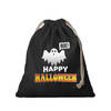 Halloween 1x Katoenen happy halloween snoep tasje met spook zwart 25 x 30 cm - Verkleedtassen