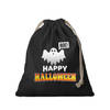 1x Katoenen happy halloween snoep tasje met spook zwart 25 x 30 cm - Verkleedtassen