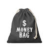 Canvas geldzak Moneybag met dollar teken zwart 25 x 30 cm verkleedaccessoires - Verkleedtassen