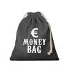 Canvas geldzak Moneybag met euro teken zwart 25 x 30 cm verkleedaccessoires - Verkleedtassen