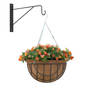 Hanging basket met muurhaak donkergrijs en kokos inlegvel - metaal - complete hanging basket set - Plantenbakken