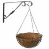Hanging basket met klassieke muurhaak grijs en kokos inlegvel - metaal - complete hanging basket set - Plantenbakken