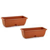 2x stuks plantenbakken terra cotta rechthoekig 50 x 20 x 17 cm - Plantenbakken