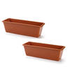 2x stuks plantenbak terra cotta rechthoekig 50 x 17 x 15 cm - Plantenbakken