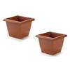 2x stuks plantenbak terra cotta vierkant 31 x 31 x 24 cm - Plantenbakken