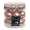 18x stuks kleine glazen kerstballen lichtroze (blush) 4 cm mat/glans - Kerstbal