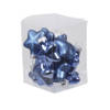 12x stuks glazen sterren kersthangers blauw (basic) 4 cm mat/glans - Kersthangers