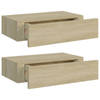 vidaXL Wandschappen 2 st met lade 40x23,5x10 cm MDF eikenkleurig