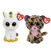 Ty - Knuffel - Beanie Boo's - Pegasus Unicorn & Livvie Leopard