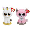 Ty - Knuffel - Beanie Boo's - Pegasus Unicorn & Fiona Pinnk Cat