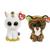 Ty - Knuffel - Beanie Boo's - Pegasus Unicorn & Tiggy Tiger