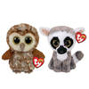 Ty - Knuffel - Beanie Boo's - Percy Owl & Linus Lemur