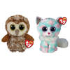 Ty - Knuffel - Beanie Boo's - Percy Owl & Opal Cat