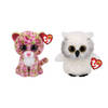 Ty - Knuffel - Beanie Boo's - Lainey Leopard & Austin Owl