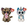 Ty - Knuffel - Beanie Boo's - Livvie Leopard & Helena Husky