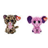 Ty - Knuffel - Beanie Boo's - Livvie Leopard & Eva Elephant