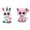 Ty - Knuffel - Beanie Boo's - Harmonie Unicorn & Fiona Pink Cat