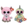 Ty - Knuffel - Beanie Buddy - Fiona Pink Cat & Cooper Sloth