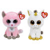 Ty - Knuffel - Beanie Buddy - Fiona Pink Cat & Pegasus Unicorn