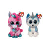 Ty - Knuffel - Beanie Buddy - Gumball Unicorn & Helena Husky