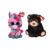 Ty - Knuffel - Beanie Buddy - Gumball Unicorn & Kodi Bear