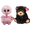 Ty - Knuffel - Beanie Buddy - Avery Ostrich & Kodi Bear