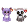 Ty - Knuffel - Beanie Buddy - Cassidy Cat & Linus Lemur