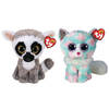 Ty - Knuffel - Beanie Buddy - Linus Lemur & Opal Cat