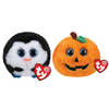 Ty - Knuffel - Teeny Puffies - Waddles Penguin & Halloween Pumpkin