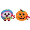 Ty - Knuffel - Teeny Puffies - Owel Owl & Halloween Pumpkin