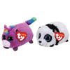 Ty - Knuffel - Teeny Ty's - Rosette Unicorn & Bamboo Panda