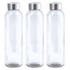 3x Stuks glazen waterfles/drinkfles transparant met Rvs dop 550 ml - Drinkflessen