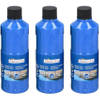 3x Blauwe acrylverf / temperaverf fles 250 ml hobby/knutsel verf - Hobbyverf