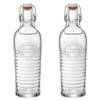 Set van 2x stuks glazen beugelflessen/weckflessen transparant met beugeldop 1,2 liter - Decoratieve flessen